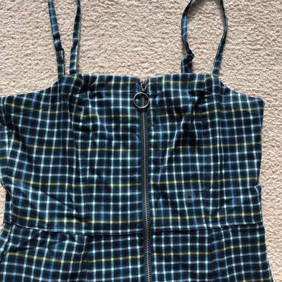 Aeropostale Aruba Teal Blue Plaid ZIP Front Dress Sleeveless Straps Size Medium - Picture 7 of 12
